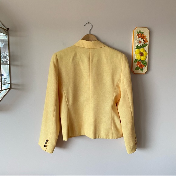 Vintage Yellow Sunflower Button Blazer Spring Jacket - Picture 2 of 9